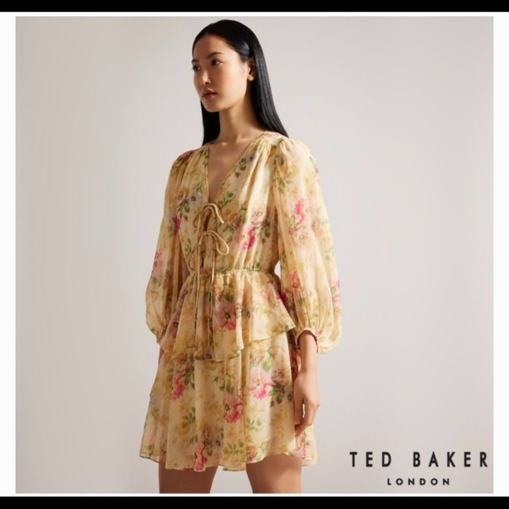 Ted Baker Tamziiy Floral Print Tie Front Mini